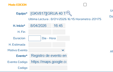 Información diligenciada en Produccion