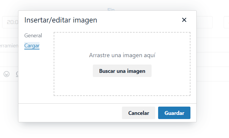 Pop up de cargue de imágenes